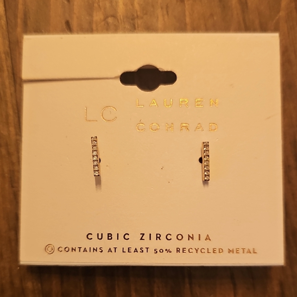 LC Lauren Conrad Gold Cubic Zirconia Earrings